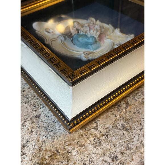 Vintage Capodimonte Romantic Couple Framed In a Picture Box Frame - Picture 6 of 6